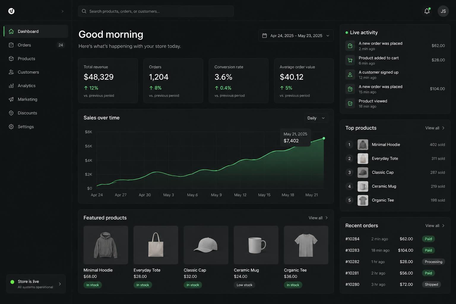 Commerce Studio interface concept